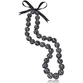 Native Treasure 32" Mens and Womens Genuine Tropical Black and White Kukui Nut Necklace Lei from the Philippines