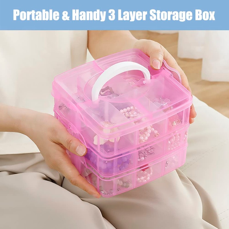 FOREVERIE Stackable 3 Tier 18 Grids Clear Plastic Storage Box