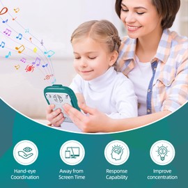 Electronic Music Rhythm Game Machine, Handheld Game for Kids, Travel Game Fast Press Push Game Fidget Toy, Autism Toy Puzzle Game with Music & Light, Toys Gifts for Boys Girls Ages 3-12 (Green)