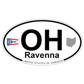 US Decal, Inc. Ravenna, Ohio Oval Sticker with State Flag
