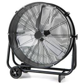 Costway 24 Inch Industrial Drum Fan w/ 360° Adjustable Tilt & 2 Wheels for Warehouse