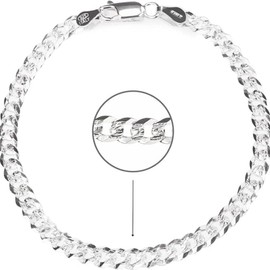 QUADRI Elegant bracelet made of 925 silver with engraved chain, Cuban model for men and women, width 5 mm, length 18 cm, 19 cm, 20 cm, certified made in Italy, Sterling Silver