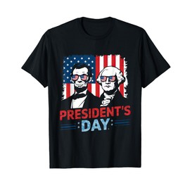Retro Vintage Washington Lincoln USA Flag President's Day T-Shirt