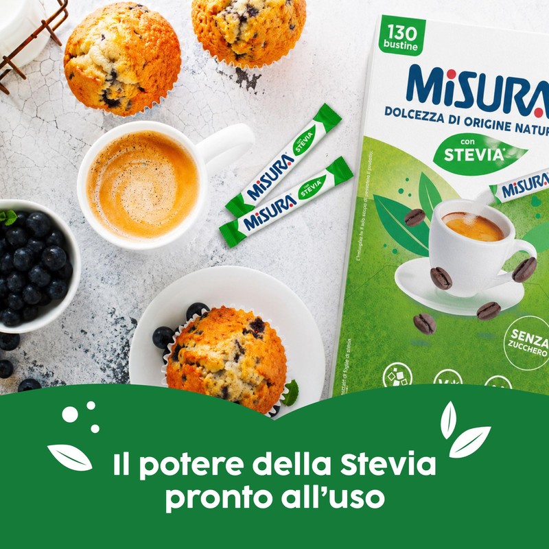 Misura Stevia in Bustine, Bustine con Cristalli Finissimi, Zero Calorie,