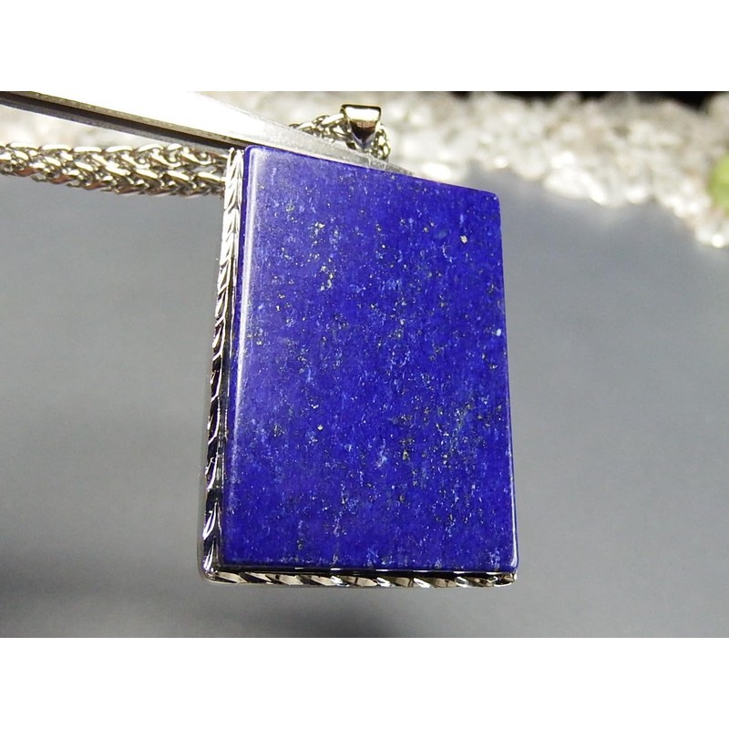 [Stone Street] AAA Lapis Lazuli Uncolored Natural Stone Square Metal