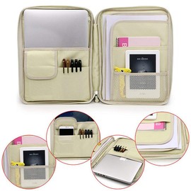 A4 Files Organiser Oxford Cloth Waterproof Portable Document Bag with Zip and Handles for Travels and Business Trips