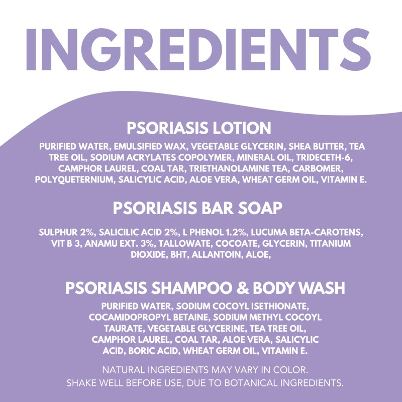 Arymar Psoriasis Care Set– Lotion, Bar Soap & Shampoo &