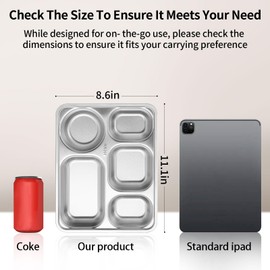 GOLDEN KEY Stainless Steel Snack Containers, 3-Pack Snack Bento Boxes with 5 Compartments and Lids, Stainless Steel Bento Box for Kids or Adults, Food Storage Container for School, Home, and Travel