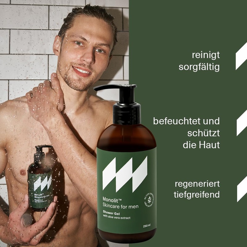 Monolit Duschgel für Männer mit Aloe- und Sandelholzduft – Reinigend,