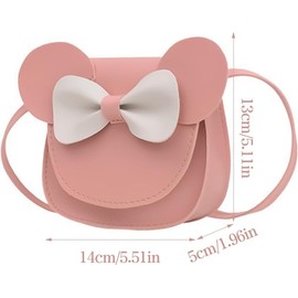 Cartoon Little Mouse Ear Bow Kids Crossbody Purse,Adorable Mouse Purse Shoulder Handbag for Kids Girls Toddlers (Pink)