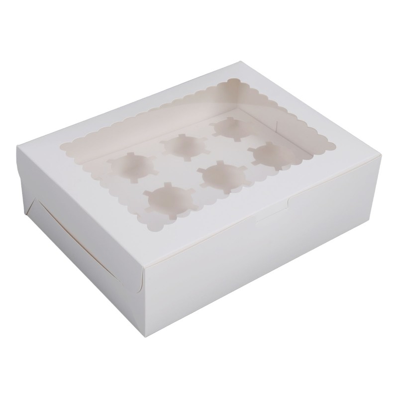 6PCS Set Cupcake Container 12 Holes Cardbord Bakery Pastry Carrier