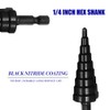 Step Drill Bit Set with 1/4 Inch Hex Shank Nitride