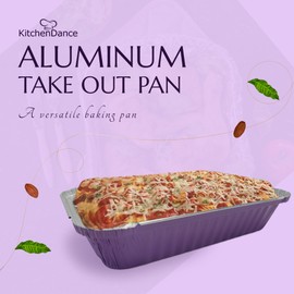KitchenDance Colored 1.5 LB Shallow Foil Oblong Pan w/Plastic Lid - Aluminum Pans with Lids for Commercial and Home Kitchens - Durable Foil Containers with Lids for Cooking, Freezing, Storing - 6417P