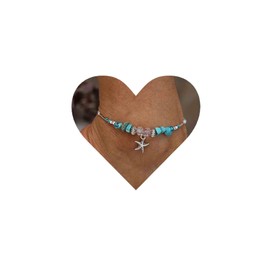Allereya Starfish Anklet Bracelet Turquoise Bead Anklet Bracelet Chain Blue Stone Anklet Bracelet Crystal Bead Anklet Bracelet Summer Beach Foot Chain Jewelry for Women and Girls