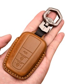 [Haoshilianfa] Toyota Genuine Leather Crown 220 Series C-HR Prius 50 Series RAV4 50 Series Land Cruiser Prado 150 Late Corolla Touring 210 Series Corolla Sports Key Case Key Cover, 3 Buttons/Tan