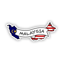 Malaysian Shaped Malaysia Flag Sticker Decal - Self Adhesive Vinyl - Weatherproof - Made in USA - Ribbon Country Pride - 2" x 0.78"