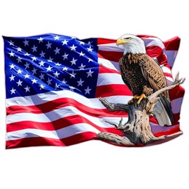 American Flag with Bald Eagle Decal, Patriotic USA Flag Decal (36" x 24")
