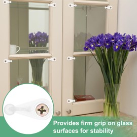 M METERXITY 50 Pack Glass Retainer Clips, Offset 4mm Plastic Glass Panel Retainer Clips Bracket Screen Door Clips W Screw for Fixing Mirror/Glass/Cabinet/Doors/Windows [Ball Type, Translucent]