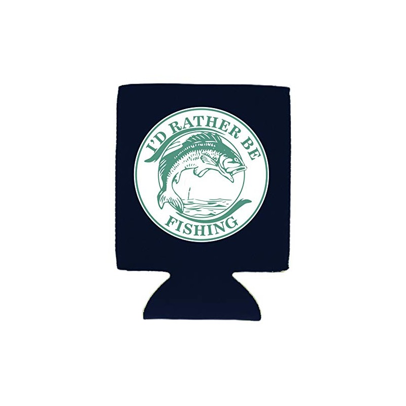 I'd Rather Be Fishing Collapsible Can Coolie (Navy Blue)