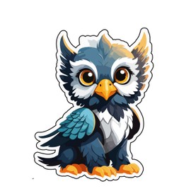 Set of 3 - Cute Owl Cartoon Vinyl Decal Sticker, Blue and White Design,SUV, Van, Window, Bumper, Wall, Laptop, Tablet, Cup,Tumbler Or Any Smooth Surface