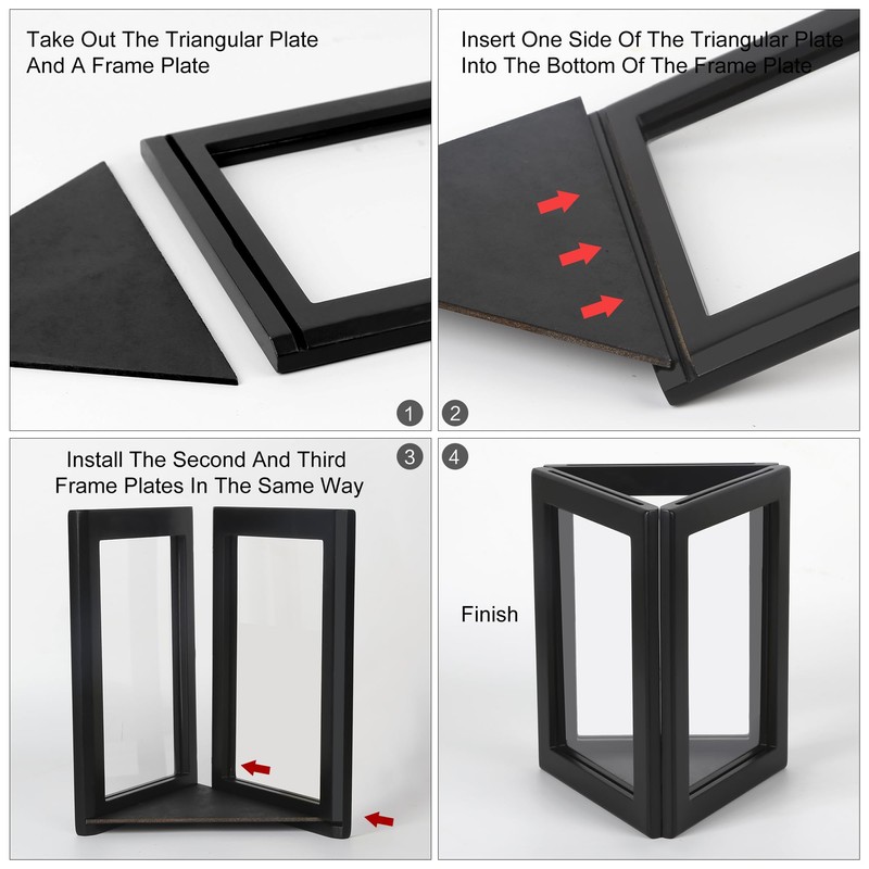 simpdecor Picture Frame,5x7inches Flameless Candles Three-Sided Photo Frame,Wooden Self Standing