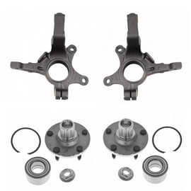 TRQ Front Steering Knuckle Spindle Wheel Hub Bearing Assembly LH Driver RH Passenger Side 4pc Kit for 2005-2012 Ford Escape Mazda Tribute Mercury Mariner