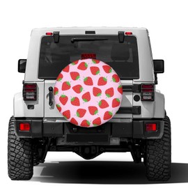 Foruidea Pink Strawberry Spare Tire Cover Dust-Proof Wheel Tire Cover Fit Trailer, RV, SUV and Many Vehicle 17inch