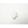 Martinuzzi Accessories White Opal Hamsa Hnad Nylon Necklace. Floating Illusion.Invisible