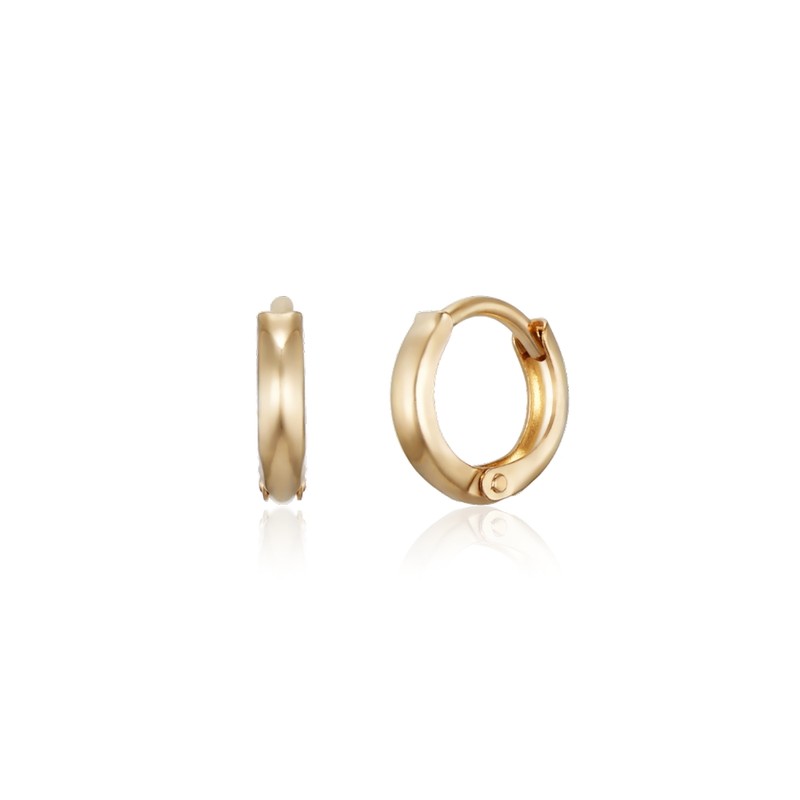Leang 14K Gold Field Plain Mini One-Touch Ring Earrings Pair