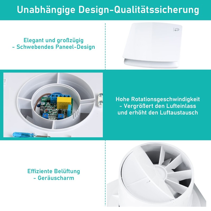 Izrielar Bathroom Fan 100 mm with Humidity Sensor and Backflow