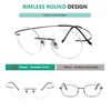 Eyekepper Titanium Rimless Round Circle Eyeglasses Silver，+0.00