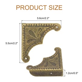 uxcell 30pcs Vintage Corner Protector 2.2"x2.2"x0.5" Decorative Metal Edge Corner Protectors Brackets with Mounting Nails for Box Wooden Case Chest Table Desk Bronze