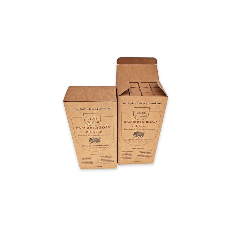 All Plastic-Free Bamboo Toothbrushes with Hog Bristles / Natural Bristles