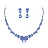 Ever Faith Bridal Jewellery Set Blue Rhinestone Crystal Wedding Prom Party Floral Teardrop Necklace Earrings Sets for Brides Silver-Tone
