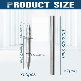 50Pcs Double Headed Skirting Nails,Sufficient Skirting Board Nails,Durable Double Sided Nails,Double Ended Threaded Masonry Nails for Wooden Furniture with 1 Socket Tool.