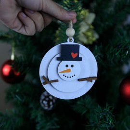 TO122 Wooden Christmas Ornaments - Snowman & Tree Decorations