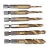 6Pcs Combination Drill Tap Bit 1/4in Hex Shank Spiral Tapping