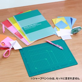 Plus Cutter Mat A4 & Scissors & 3 Ring Notebooks & Tape Glue (Trial Version), Stationery Set of 4