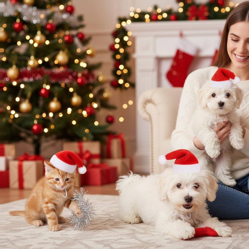 Mini Dog Santa Hat for Dog Christmas Hat (Red)