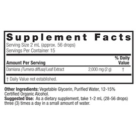 Natural's Answer Damiana, 2000mg, Gluten-Free, Organic Alcohol, 30 ml