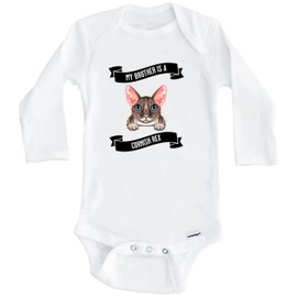 Really Awesome Shirts My Brother Is A Cornish Rex Cat Cute Kitten Baby Bodysuit (Long Sleeve), 0-3 Months White