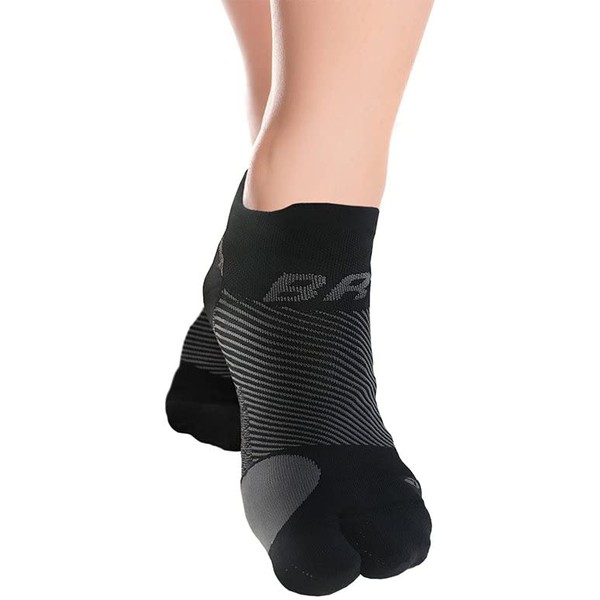 OrthoSleeve BR4 Bunion Relief Socks Split-Toe Design Separates Toes, relieves Bunion Pain and a targeted Bunion pad Reduces Toe Friction and relieves Hallux Valgus Pain (Black, Large)