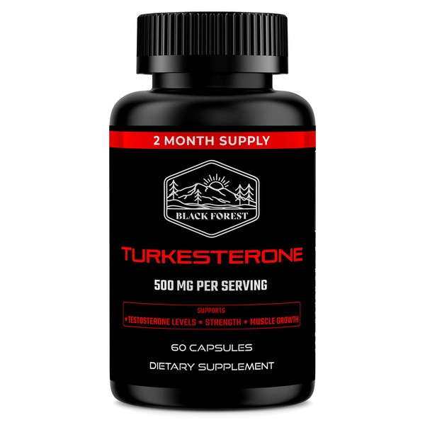 Black Forest Turkesterone Supplement 500mg Capsule (Max Purity 95% Extract) 2 Months Supply (500mg Turkesterone from 526mg of Ajuga Turkestanica) Similar to Ecdysterone for Strength & Muscle Growth