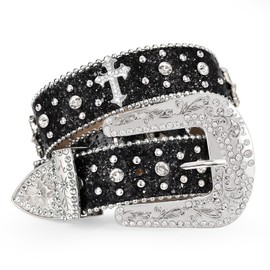 Balteus Rhinestone Belt for Men Women Sparkly Bling Diamond Sequin Studded Belt Western Cowgirl Cowboy Belt