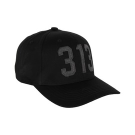 Detroit 313 Hat for Men | Structured Mid Profile Six Panel Premium Chino Twill Baseball Cap, Black/Charcoal, One Size