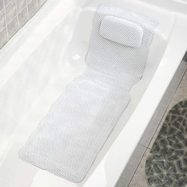 Ghopy Full Body Spa Bathtub Pillow Mat with 30 Non-Slip Super Suction Cups Full Body Spa Bath Mattress Pillow Bathtub Cushion Mattress for Neck Back and Tailbone Support Quick Dry