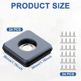 Pack of 24 Teflon Gliders, Teflon Gliders for Screwing Furniture Gliders Teflon Furniture Gliders for Heavy Furniture Square Furniture Sliders with Stainless Steel Screws for Furniture Armchair Chair