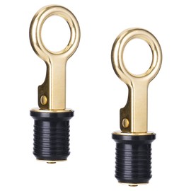 Young Marine Snap-Handle Drain Plug, for 1-Inch-Diameter Drains, Locks in Place, Brass Handle, Rubber Plug (2)
