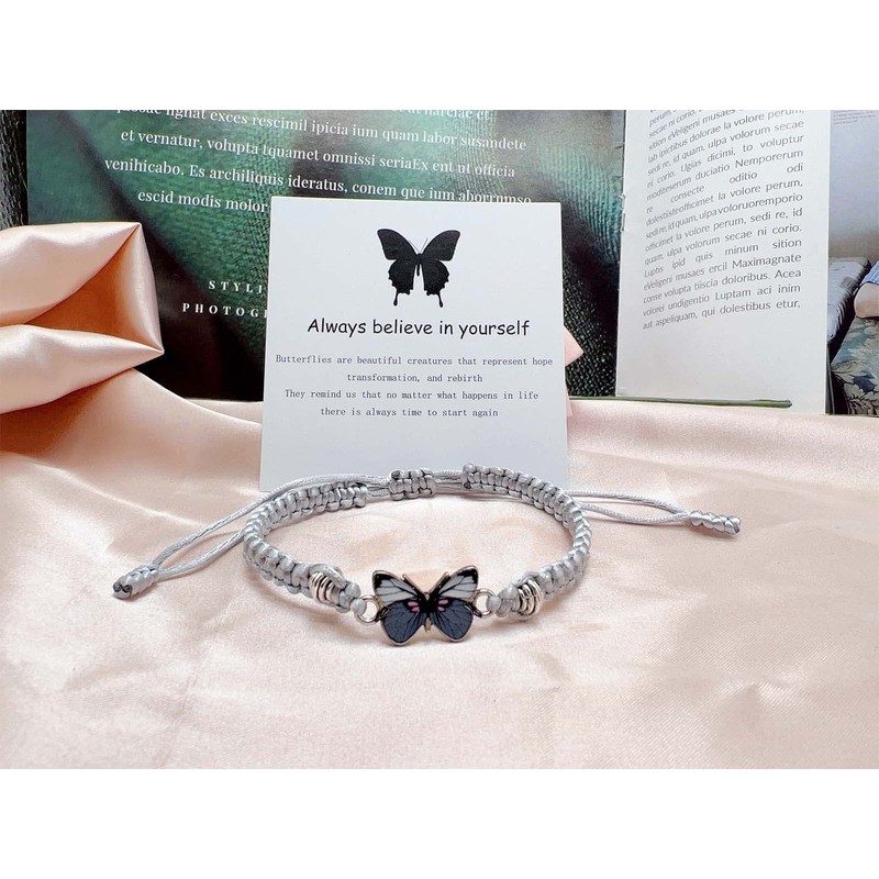 Always Believe in Yourself Butterfly Bracelet--Adjustable String Butterfly Bracelets,Adjustable Hand