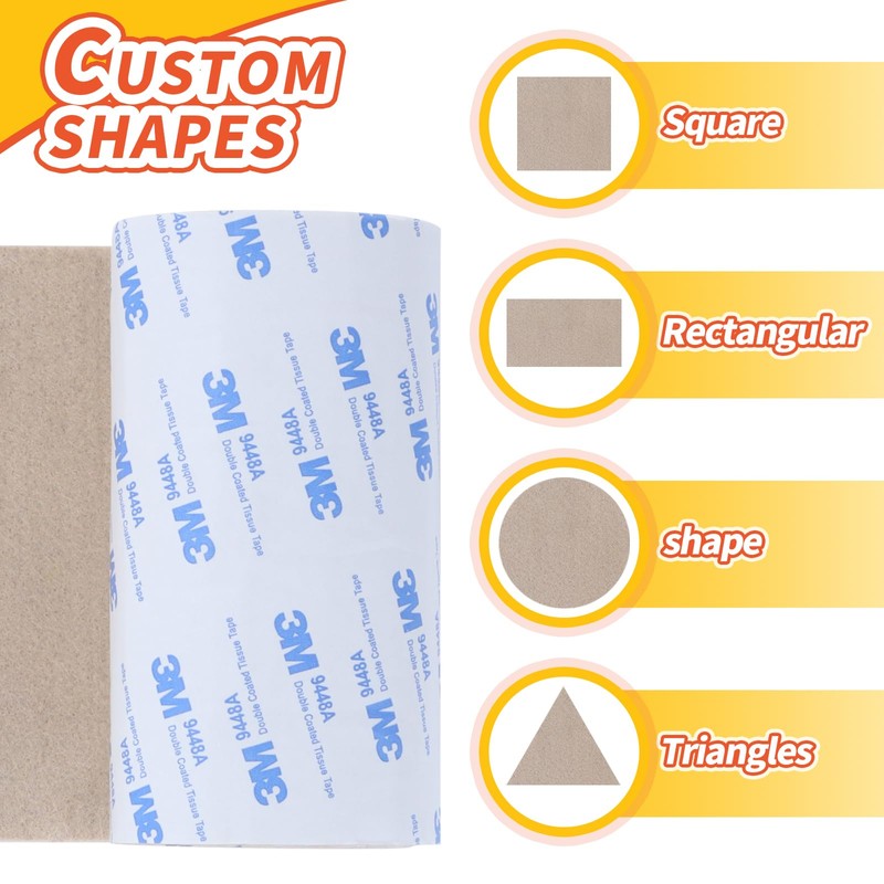 Felt Furniture Pads, Non Slip Self Adhesive Cuttable Felt Tape